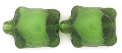 Turtles 19 x 14mm : Dk Peridot/White