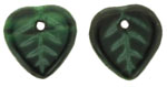 Heart Leaves 10 x 10mm : Green w/Black