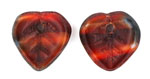 Heart Leaves 10 x 10mm : Red w/Black Swirl