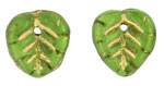 Heart Leaves 10 x 10mm : Olivine - Gold Inlay