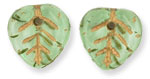 Heart Leaves 10 x 10mm : Peridot - Gold Inlay
