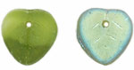 Heart Leaves 10 x 10mm : Matte - Olivine/White AB