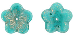 Large Flat Flowers 16 x 4mm : Luster - Turquoise