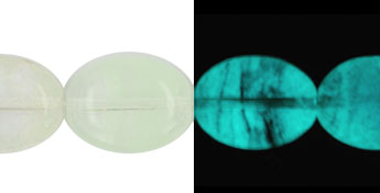 Flattened Ovals 12 x 10mm : Glow in the Dark - Crystal