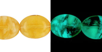 Flattened Ovals 12 x 10mm : Glow in the Dark - Topaz