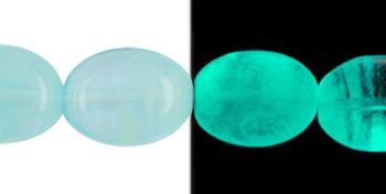 Flattened Ovals 12 x 10mm : Glow in the Dark - Aquamarine