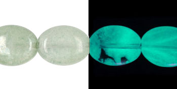Flattened Ovals 12 x 10mm : Glow in the Dark - Luster - Transparent Green