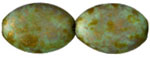 Flattened Ovals 20 x 14mm : Lt Turquoise - Copper Picasso (36pcs)