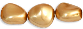 Pearl Coat - Nugget 11 x 9mm: Pearl - Gold