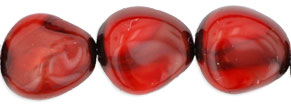 Pearl Coat - Nugget 11 x 9mm : Marbled Red