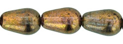 Tear Drops - Vertical Hole 9 x 6mm : Luster - Transparent Gold/Smokey Topaz