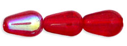 Tear Drops - Vertical Hole 9 x 6mm : Siam Ruby AB