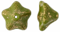 Trumpet Flower 13 x 8mm : Gold Marbled - Opaque Olive
