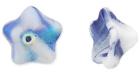 Trumpet Flower 13 x 8mm : Matte - Denim Blue/White AB