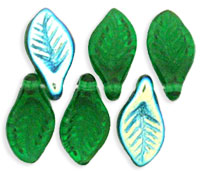 Mini Leaves 11 x 6mm : Emerald AB