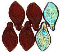 Mini Leaves 11 x 6mm : Ruby AB