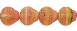 Shells 9 x 9mm : HurriCane Glass - Coral/Peridot/Yellow/Jet