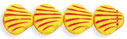 Shells 9 x 9mm : Opaque Yellow - Red Inlay