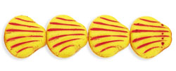 Shells 9 x 9mm : Opaque Yellow - Red Inlay