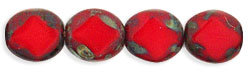 Polished Diamonds 9 x 8mm : Opaque Red - Picasso
