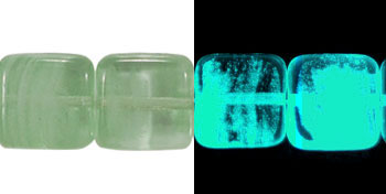 Flat Squares 9mm : Glow in the Dark - Peridot