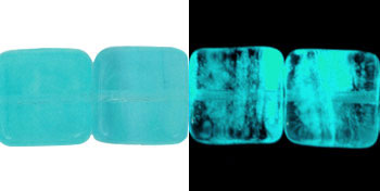 Flat Squares 9mm : Glow in the Dark - Aquamarine