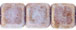 Flat Squares 9mm : Topaz/Pink Luster - Opaque Blue