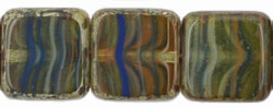 Polished Squares 9mm : HurriCane Glass - Blue-Green Swirl