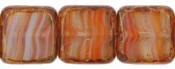Polished Squares 9mm : HurriCane Glass - Orange/Blue-Gray