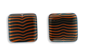 Large Flat Squares 20mm : Orange/Black Stripe