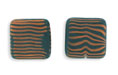Large Flat Squares 20mm : Matte - Orange/Black Stripe