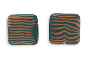 Large Flat Squares 20mm : Matte - Orange/Black Stripe