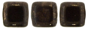 CzechMates Tile Bead 6mm : Jet - Marbled Dk Bronze