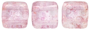 CzechMates Tile Bead 6mm : Luster - Transparent Topaz/Pink