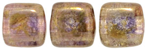 CzechMates Tile Bead 6mm : Luster - Transparent Gold/Smokey Topaz