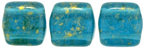 CzechMates Tile Bead 6mm : Gold Marbled - Capri Blue