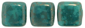 CzechMates Tile Bead 6mm : Persian Turquoise - Moon Dust