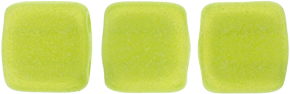 CzechMates Tile Bead 6mm : Sueded Gold Milky Dk Peridot