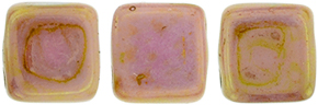 CzechMates Tile Bead 6mm : Luster - Opaque Rose/Gold Topaz