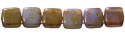 CzechMates Tile Bead 6mm : Pink/Topaz Luster - Soft Milky Amethyst