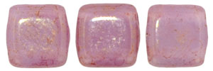 CzechMates Tile Bead 6mm : Pink/Topaz Luster - Milky Alexandrite