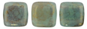 CzechMates Tile Bead 6mm : Pink/Topaz Luster - Milky Turquoise