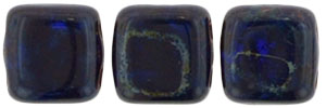 CzechMates Tile Bead 6mm : Cobalt - Picasso