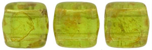 CzechMates Tile Bead 6mm : Olivine - Picasso