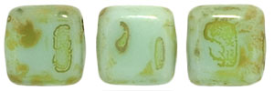 CzechMates Tile Bead 6mm : Opaque Pale Turquoise - Picasso