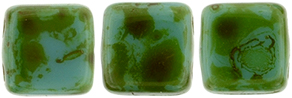 CzechMates Tile Bead 6mm : Persian Turquoise - Picasso