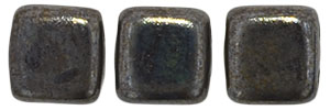 CzechMates Tile Bead 6mm : Luster - Chocolate Brown - Picasso
