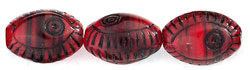 Egyptian Eye 13/9mm : HurriCane Glass - Red/Jet - Jet Inlay