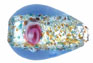 Silver Foil Flowers 14 x 9mm - Teardrop : Sapphire