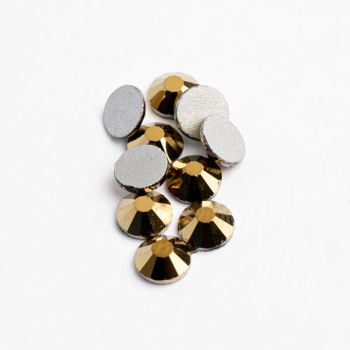 Crystal Lane Flat Back Rhinestones ss12 (3mm) - Metallic Gold